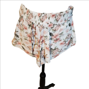Rue 21 White Linen Floral Print Shorts XS